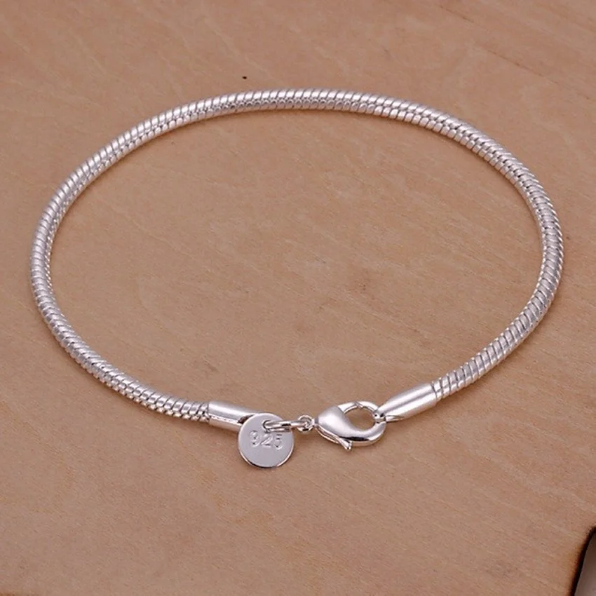 20 cm Silber Farbe 3 MM Schlangenkette Armbänder Fabrik Mode Hot Top Qualität Schmuck Charme Nette Frauen Dame Hochzeit
