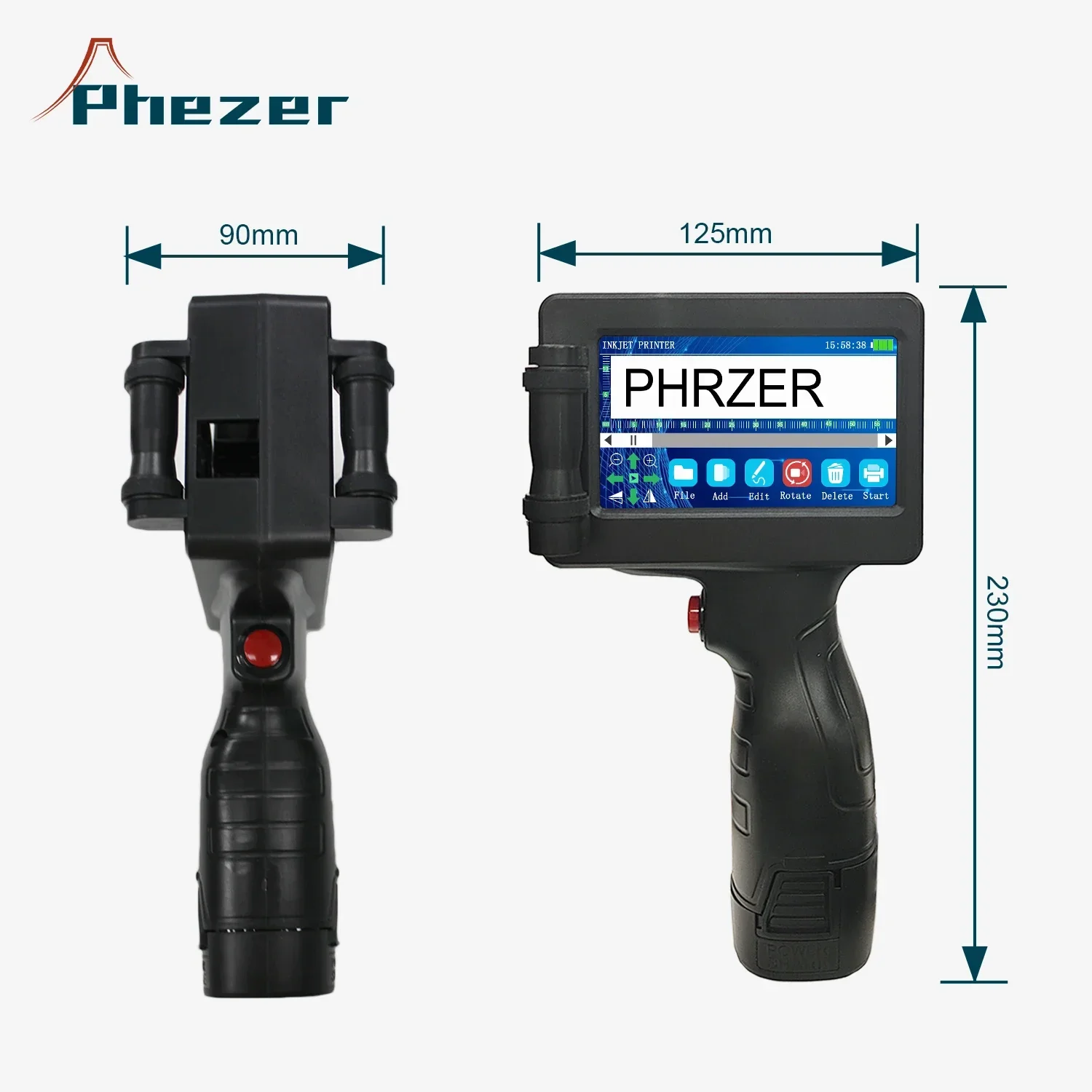 Phezer P17 เครื่องพิมพ์อิงค์เจ็ทมือถือ หมายเลขวันที่ วันหมดอายุ โลโก้ บาร์ QR รหัสชุด วันหมดอายุ 12.7 มม. เครื่องพิมพ์ฉลาก 28 ภาษา