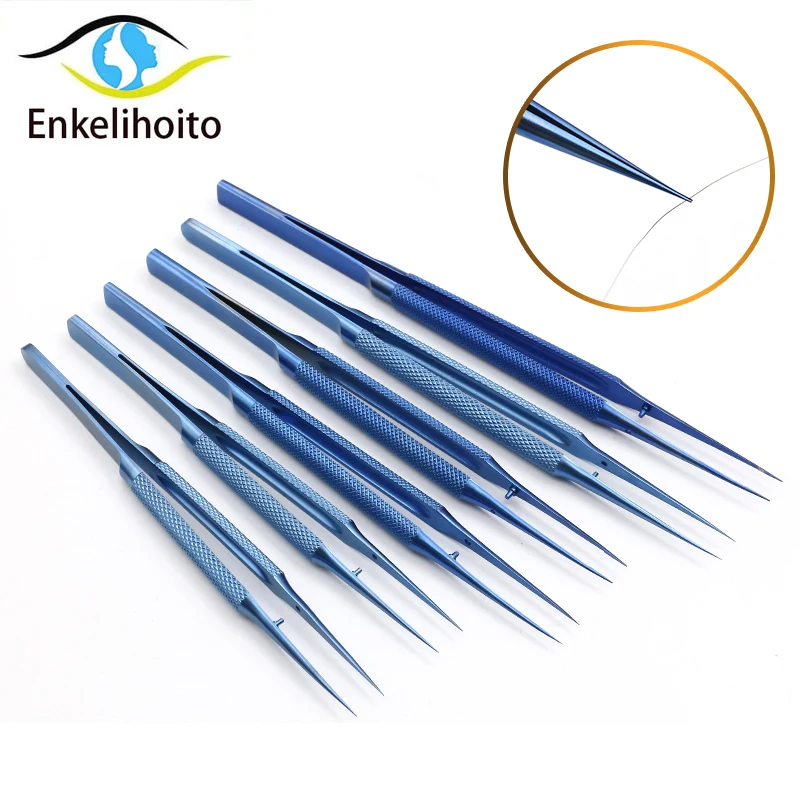 Titanium alloy microscopic tweezers double eyelid surgery tool ophthalmology straight bending platform with gums