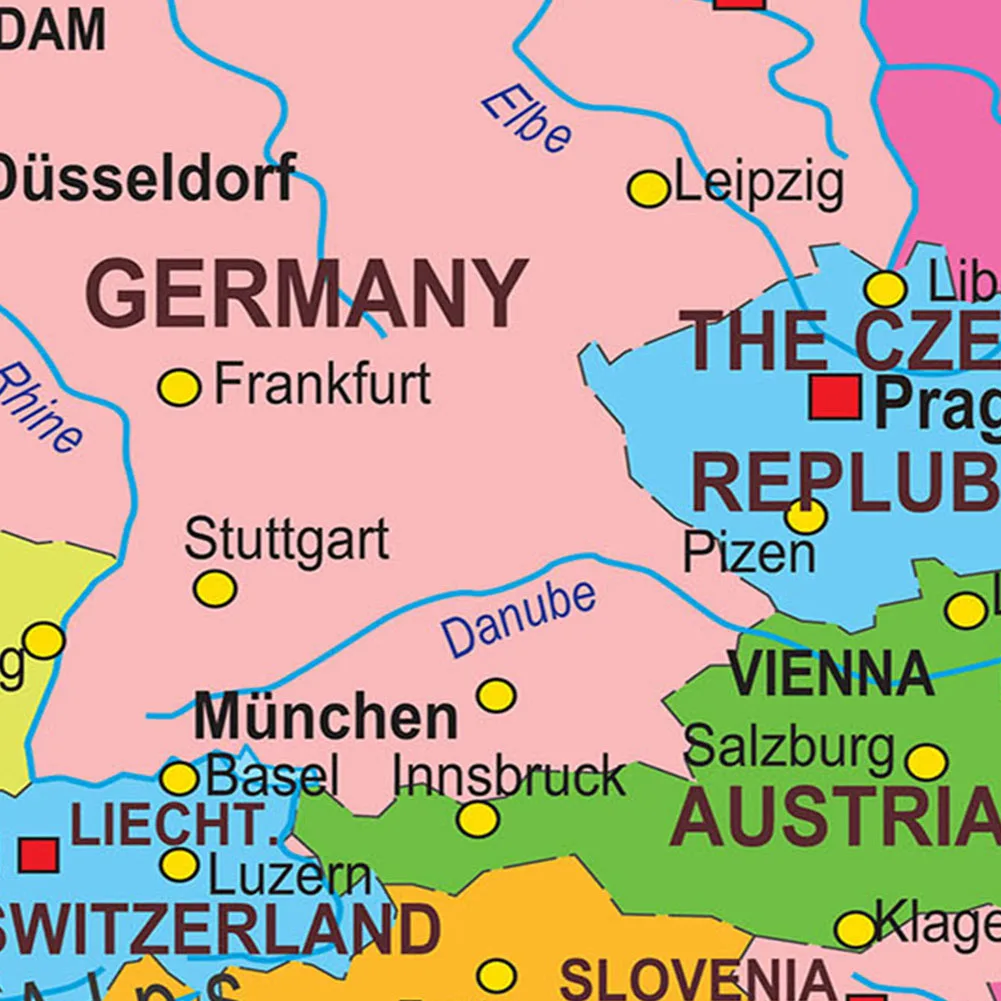 유럽 지도 벽 아트 포스터 캔버스 그림, 여행 학교 용품, 교실 사무실 홈 데코, 1x59x42cm