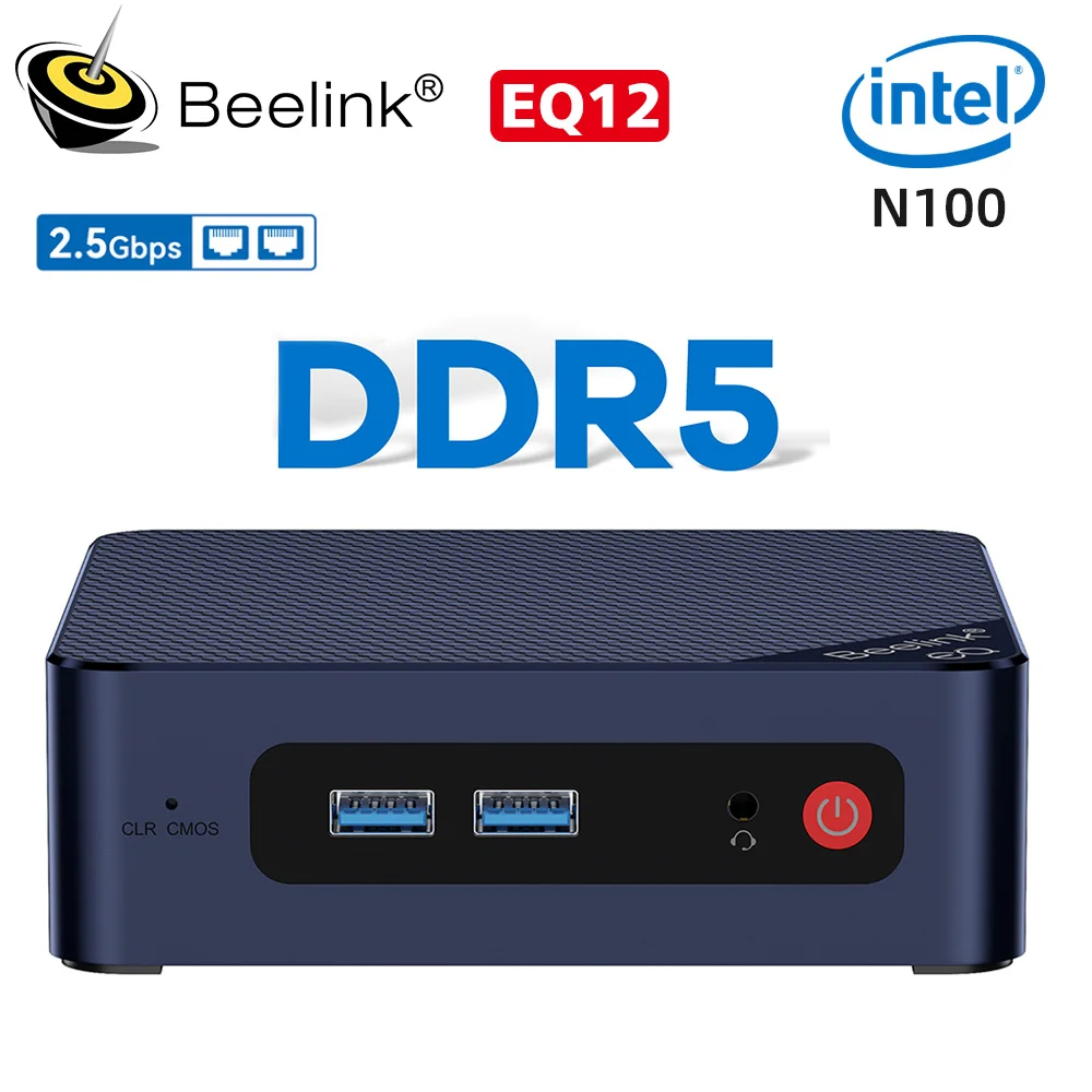 Beelink EQ12 N100 미니 PC DDR5 Intel12th 16GB 500GB 지원 듀얼 2.5G 이더넷 유형 C 데스크탑 컴퓨터 VS Mini S12 Pro T8 Pro