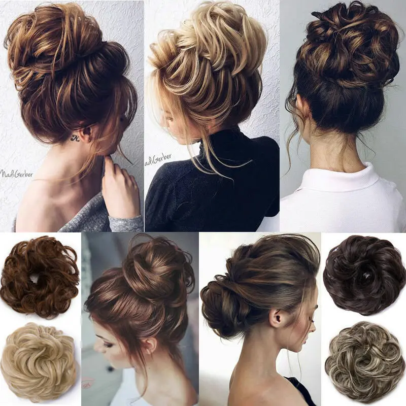 Perruque synthétique avec bandeau en forme de disheveled, chignon, cheveux naturels, haute température, soie ultraviolette, boucles, 2006/bun
