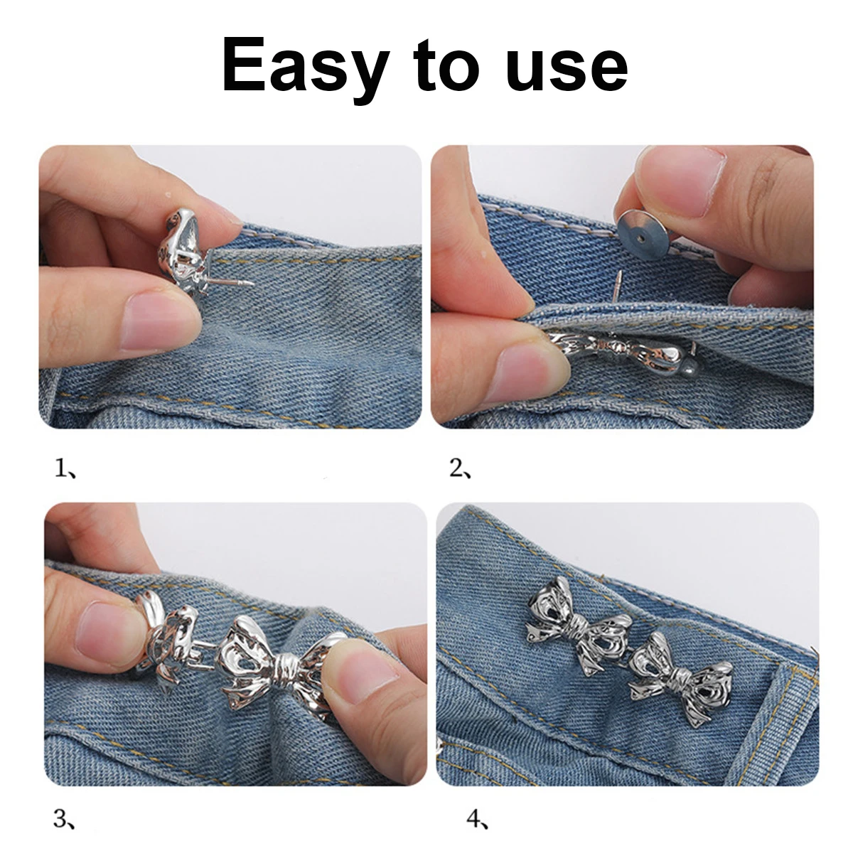 Bowknot Button Adjuster for Pants and Skirts Waist Tightener Adjustable Waist Buckle for Jeans No Sewing Required