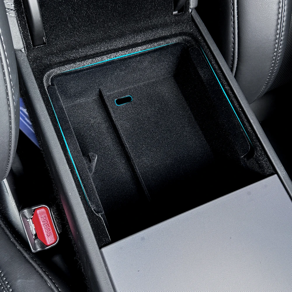 for Tesla Model Y Launch 2025 Model 3 Highland 2024 Console Armrest Storage box Interior Organizer ABS Rubber Pad or Flocking