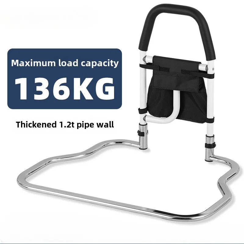เหล็กคาร์บอน Anti-SLIP ข้างเตียง Handrail ไม่มีเจาะเตียง Assist Bar พับยืน Aid Rail เก็บกระเป๋าสุทธิสําหรับผู้สูงอายุ