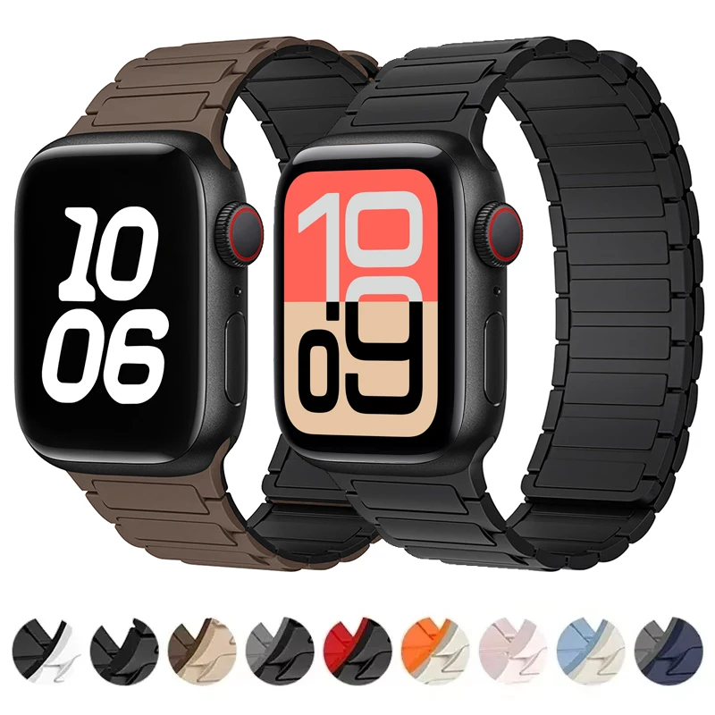 Anello magnetico per cinturini Apple Watch 44mm 40mm 49mm 45mm 41mm 38mm Bracciale in silicone iWatch Series11 10 9 8 7 6 Se ultra 3 cinturino