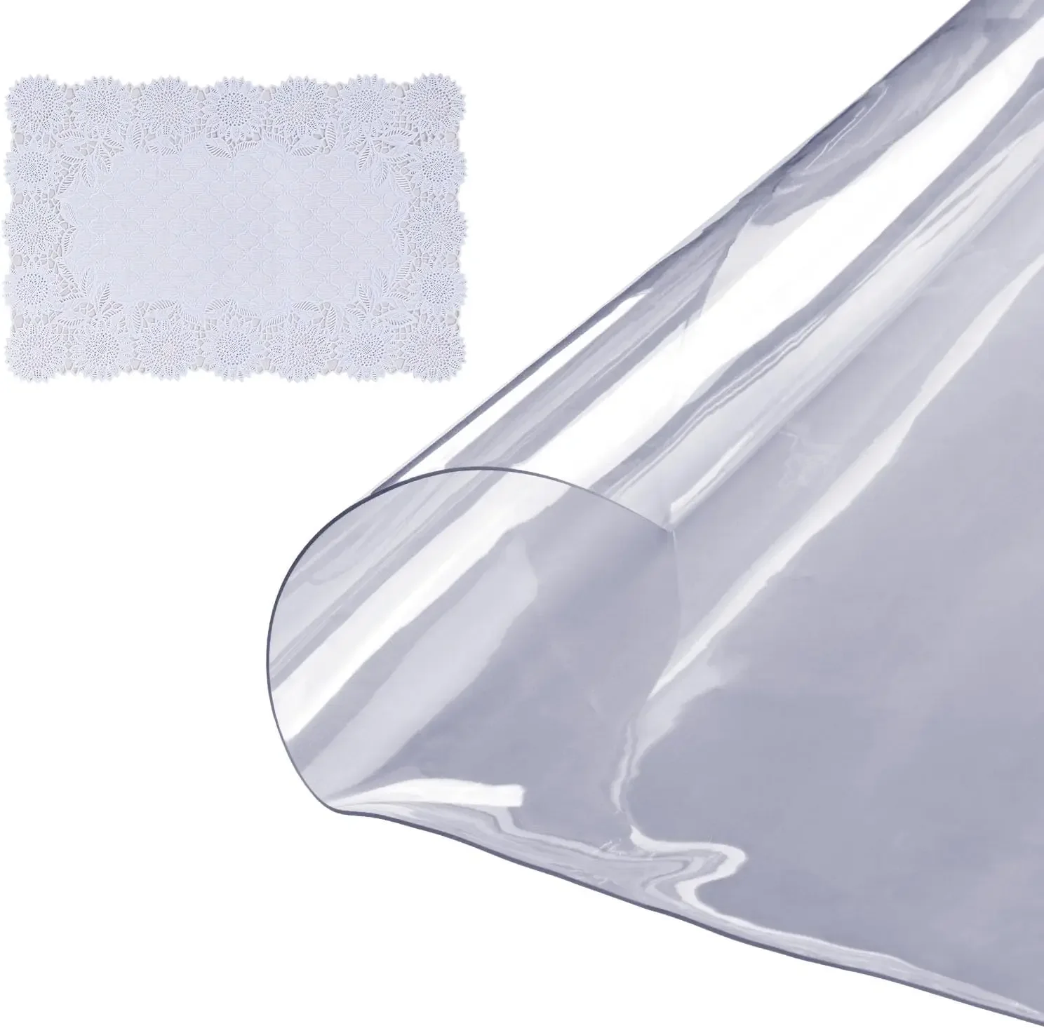 Clear Table Cover Protector, 48 inch/1230 mm Round Table Cover, 1.5 mm Thick PVC PlasticTablecloth, Waterproof Desktop Protector