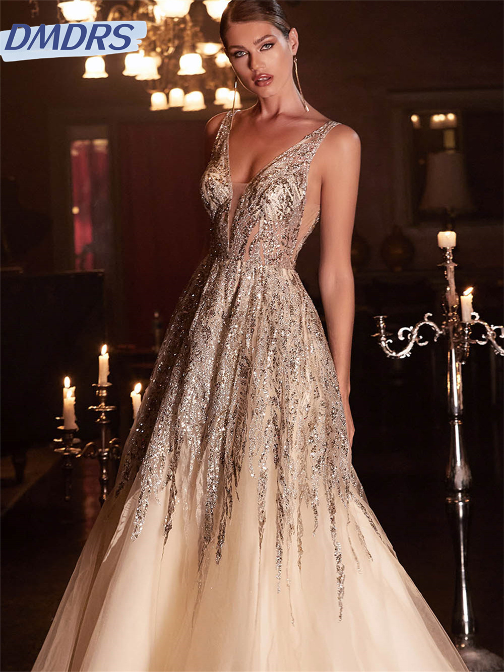 Elegant Deep V คอความยาวชุด 2025 หรูหรา Tulle ชุดเจ้าสาวคลาสสิกลูกไม้ชุดที่กําหนดเอง Vestidos De Novia