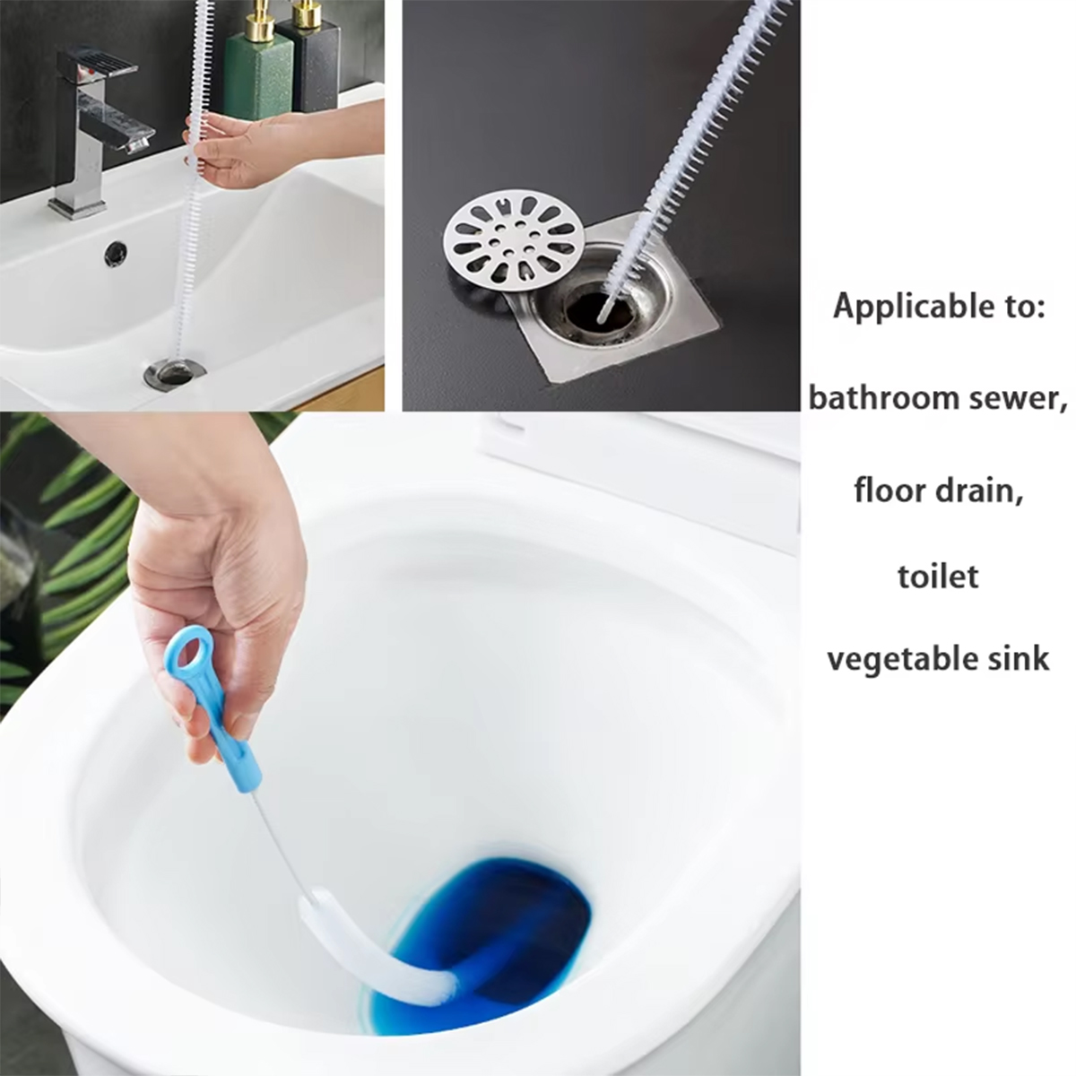 Multi functional bendable cleaning brush sewer cleaning brush unclogging sewer toilet cleaning hair sink cleaning brush cleaning