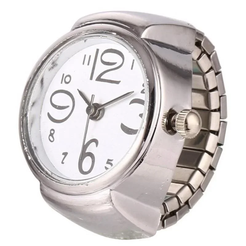 Masculino feminino criativo redondo elástico quartzo anel de dedo relógio moda casal para amantes