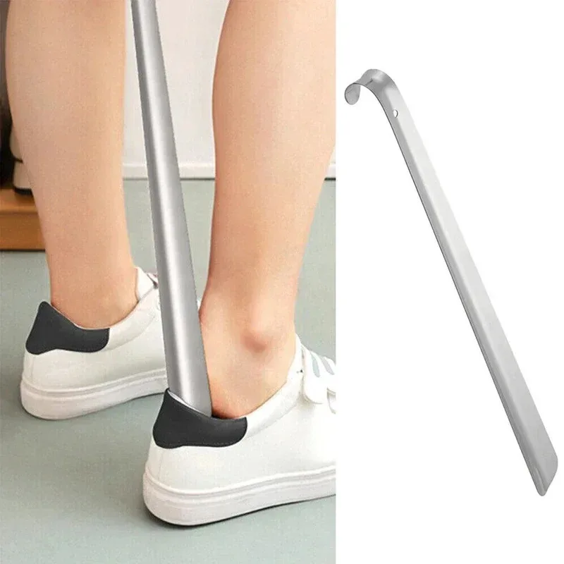 52 centimetri Extra Lungo Calzascarpe In Acciaio Inox Argento Metallo Scarpe di Rimozione Calzascarpe Sollevatore Aiuto Antiscivolo Scarpa Tirare Strumento Calzascarpe