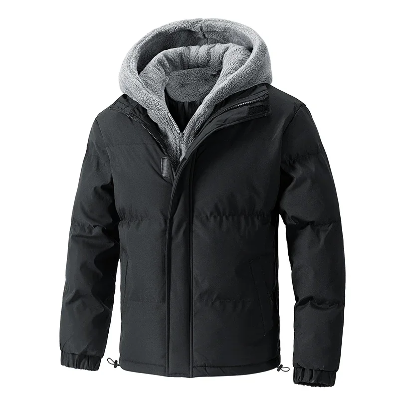 8xl jaqueta puffer dos homens grosso quente plus size jaqueta de inverno dos homens algodão velo acolchoado com capuz parkas falso casacos de duas peças outwear