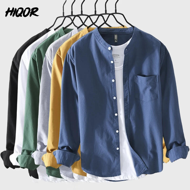 HIQOR Áo Sơ Mi Nam 100% Cotton Tất Cả Trận Đấu Lưới Dài Cao Cấp Mùa Xuân 2022 Mùa Hè Áo Sơ Mi Con Người Thường Ngày áo Kiểu Dạo Phố