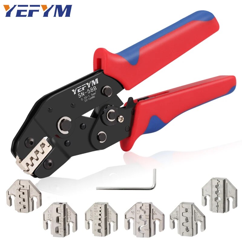 ชุดเครื่องมือ CRIMPING สําหรับ Dupont JST MOLEX เทอร์มินัล,ไม่มี/Pre INSULATED Ferrules,BUTT Connectors,Solar & COAX Connectors,SN-58B 6 Jaw
