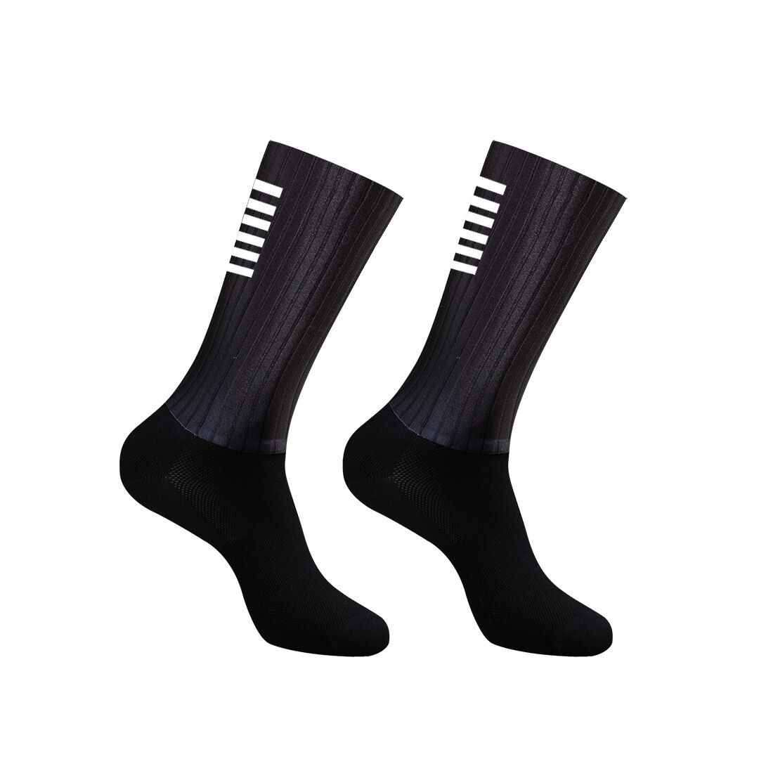 Radfahren kniehohe Socken Männer Anti-Rutsch-Silikon Aero White line Fahrrad Sport Laufrad Schlauch