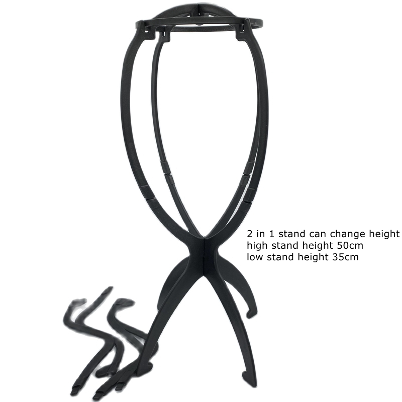 50 センチメートル黒/ピンク色調整可能な高かつらスタンドプラスチックかつらホルダーポータブル折りたたみスタイリングディスプレイ女性ロングかつら