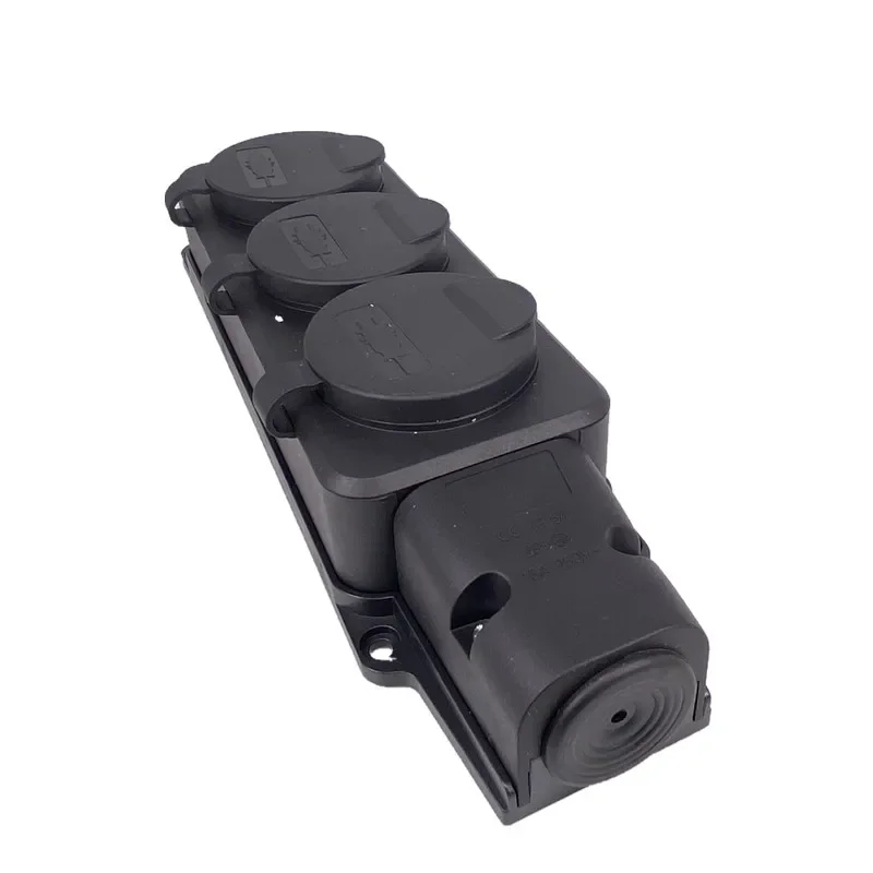 Ue alemão 3/4 maneiras ao ar livre tomada à prova dwaterproof água tomada de chuva com capa alemanha rússia extensão sem fio tira energia ip54 16a 3500w