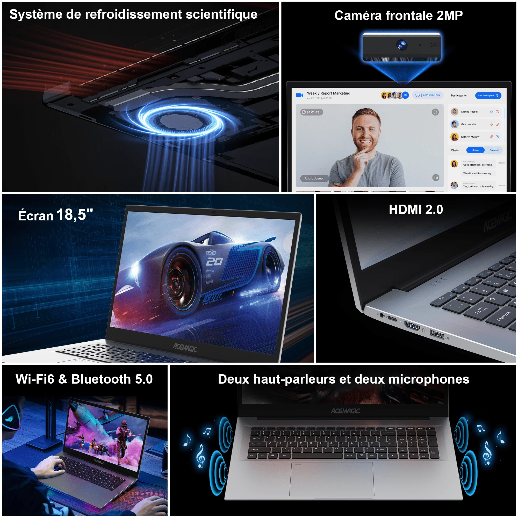 Kamrui Laptop-Computer 18,5 Zoll FHD 8000 mAh Intel N150 Quad-Core Windows 11 PRO 16 GB DDR4 RAM 512 GB SSD WiFi5 Desktop-Notebook-PC