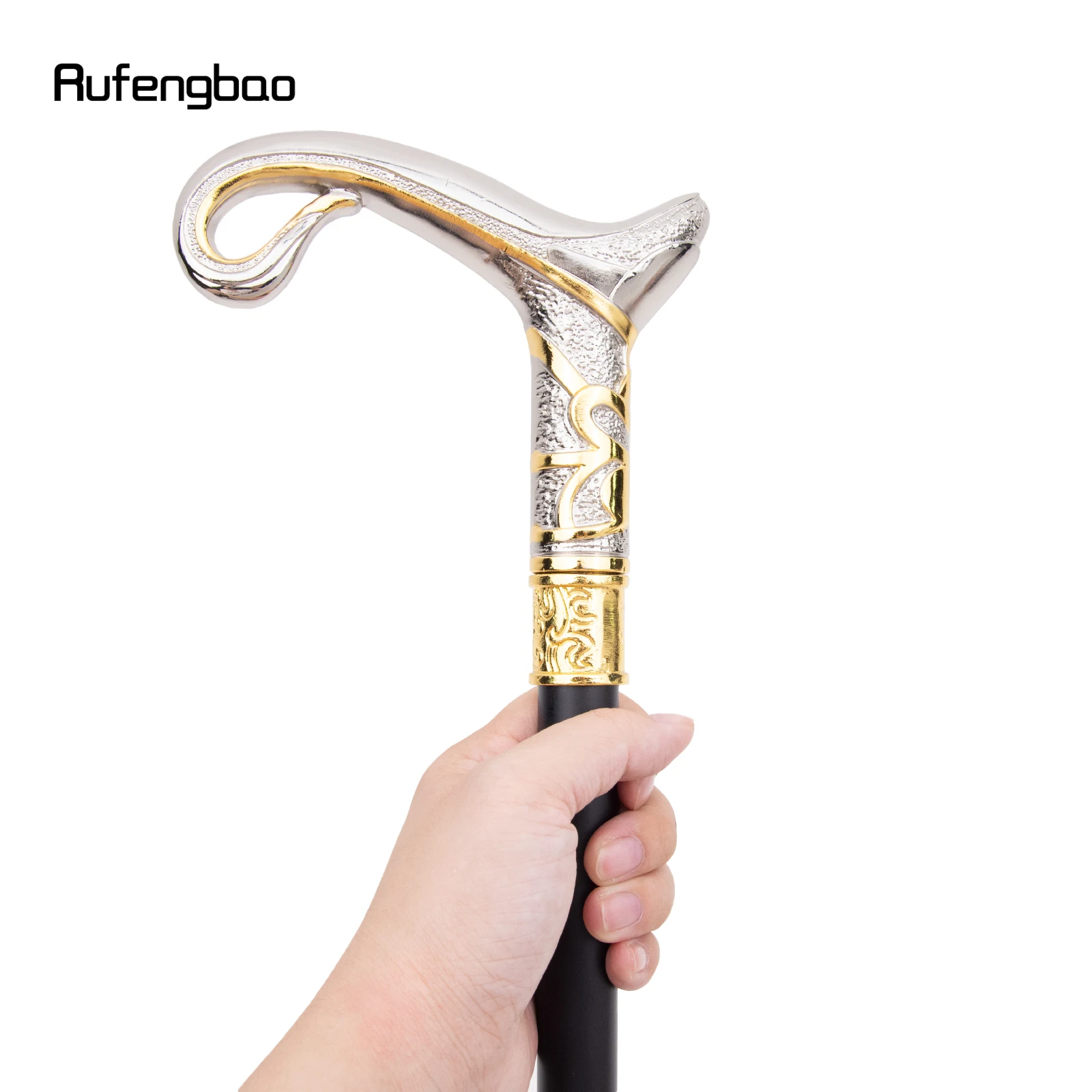 สีขาวทองหรูหรา Curve Line Walking Cane แฟชั่นตกแต่งเดิน Stick สุภาพบุรุษ Elegant คอสเพลย์ Cane KNOB Crosier 92 ซม