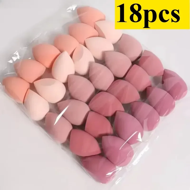 Juego de esponjas de maquillaje de 4/7/18 piezas, adecuado para crema BB líquida en polvo, aplicación de maquillaje, huevo seco, húmedo, soplo de polvo de doble uso para niña