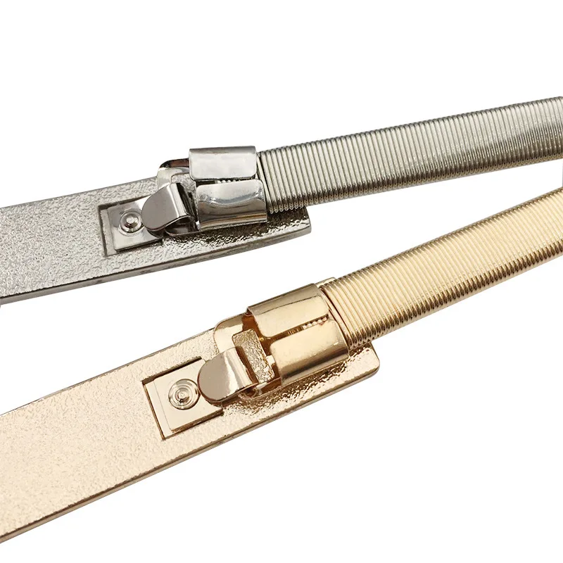 Elastic Gold Chain เข็มขัดผู้หญิงเอวโลหะเงินเข็มขัด Leaf ยืดเข็มขัดสีทองชุดกระโปรง Riem SKinnny