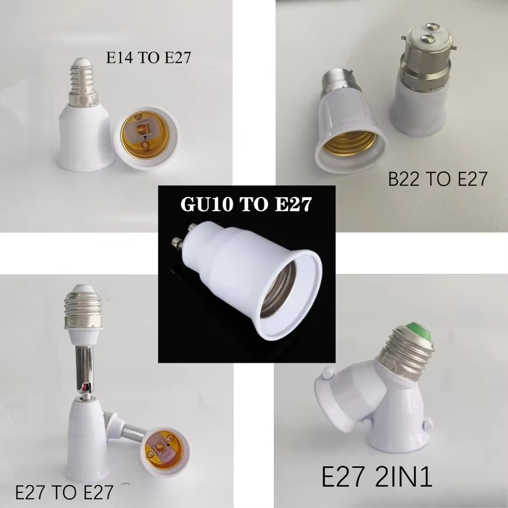 Portalámparas con casquillo de tornillo E27 a e27, convertidor 1 a 2, cabezal múltiple E27, un giro, portalámparas de extensión de doble cabezal