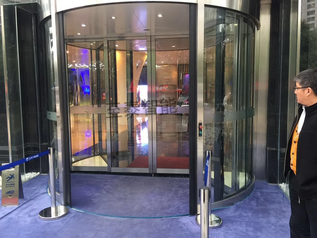 Automatic Induction Revolving Door, Double Leaf, Hotel Glass Revolving Door, Anti-collision, Customized Size