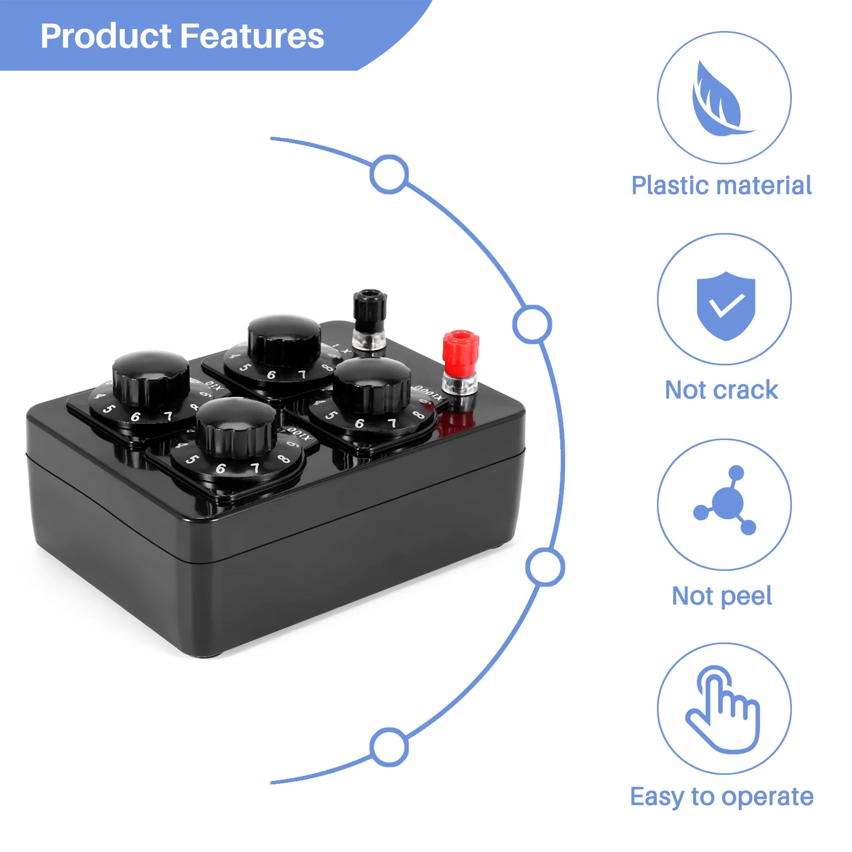 ใหม่ล่าสุด 0-9999 Ohm Simple ความต้านทานกล่อง Precision Variable Decade Resistor เครื่องมือการสอน