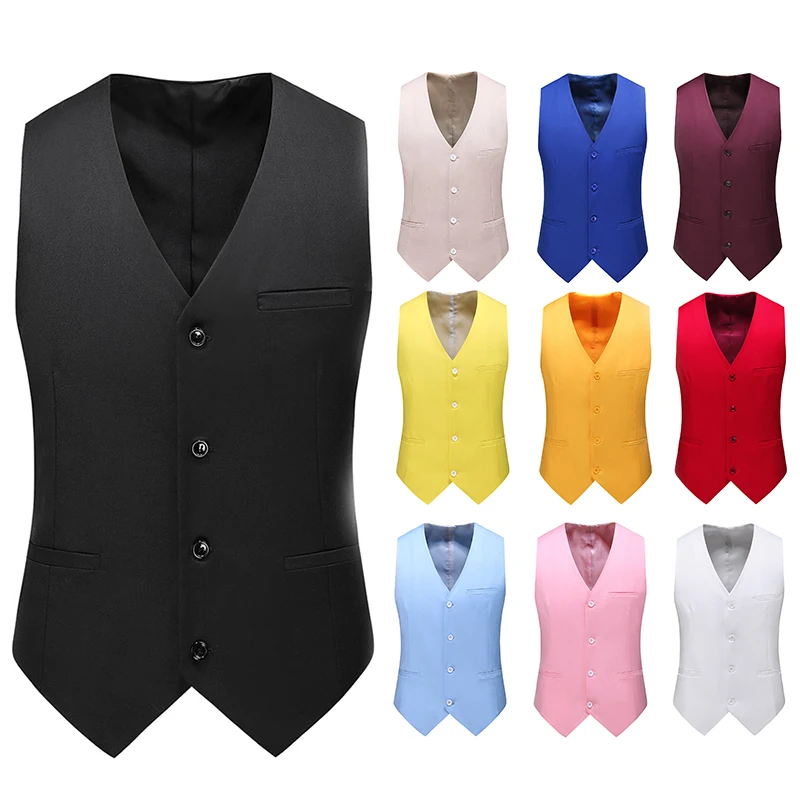 Weste für Männer 17 Farben Einfarbig Schlank Single Breasted Weste Business-Mode Lässig Hohe Qualität Männer Kleidung Anzug Westen