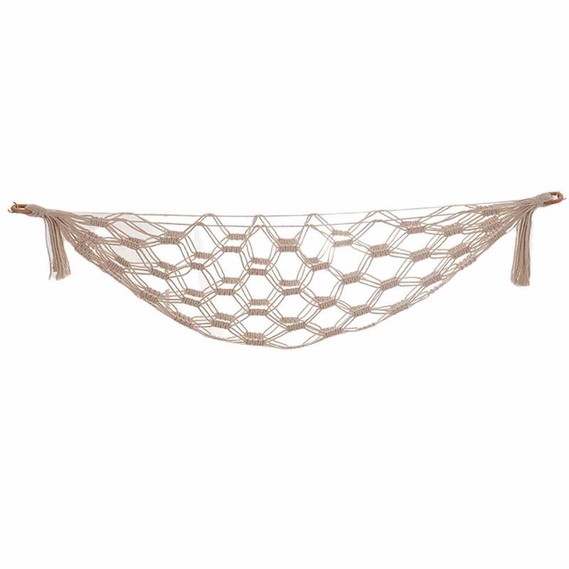 Boho Plush Toy Macrame Net Holder, Hanging Mesh, Organizador de armazenamento macio, Animal de pelúcia, Decoração da parede, Macramé, Criativo, Canto