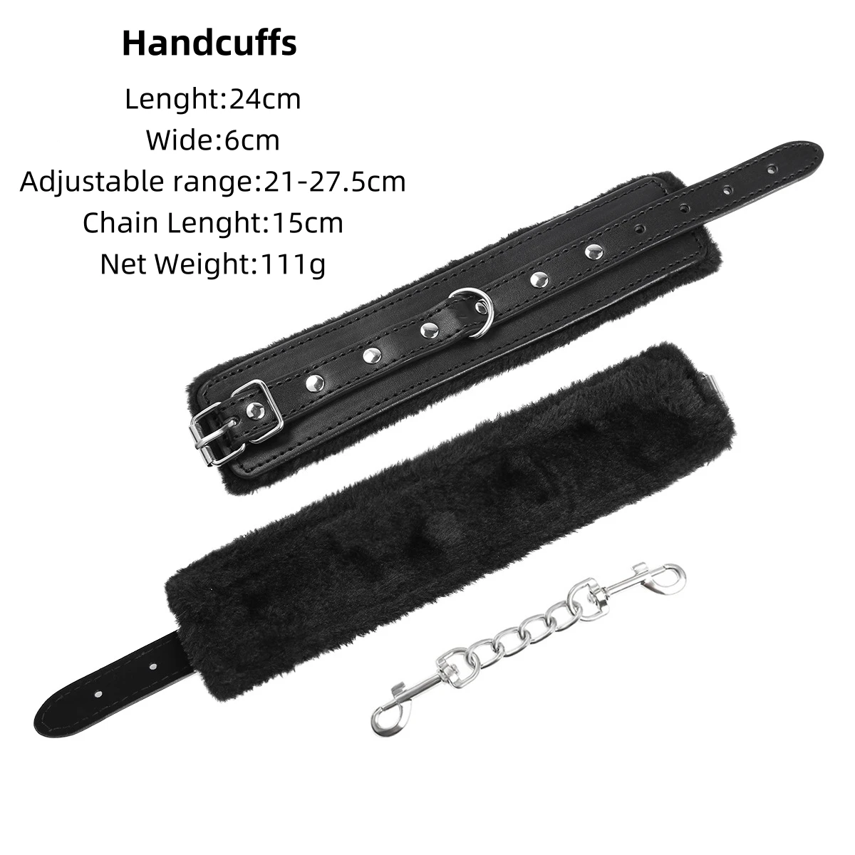 ขนแกะเรียงราย Pu หนัง Handcuffs ข้อเท้าโซ่สําหรับคอสเพลย์เครื่องแต่งกายอุปกรณ์เสริมผู้หญิงไม่ทําลาย Photo Props Stage Performance