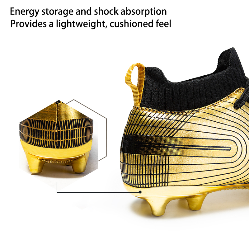 รองเท้าฟุตบอลสําหรับชายทองข้อเท้าสูงสนามหญ้ารองเท้าฟุตบอลเด็ก Original Anti-SLIP ในร่มการฝึกอบรมฟุตบอลรองเท้าผ้าใบ