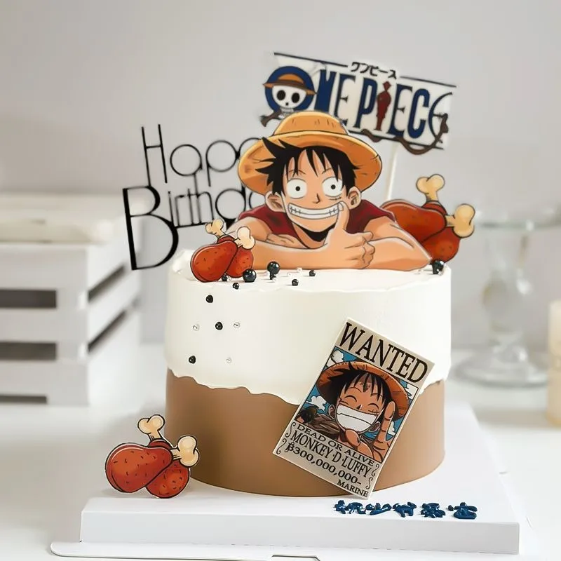 7 個ワンピースルフィケーキトッパーアニメ少年少女の誕生日ケーキデコレーションケーキフラグパーティー用品子供の誕生日ベビーシャワー