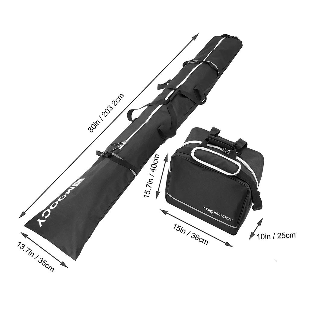 Skitaschen-Set Schwarz mit Griff Transport Ski Gear Wasserdichte Snowboard-Stiefel-Tasche