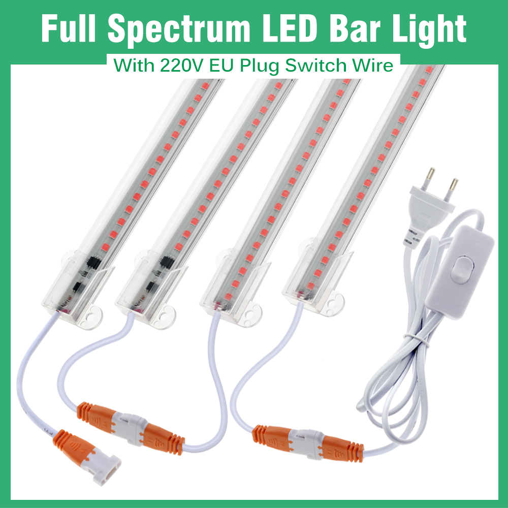 Grow Light 220V Full Spectrum LED Bar Light สําหรับพืช 50 ซม.Phyto โคมไฟสําหรับพืช Veg ดอกไม้เรือนกระจกเต็นท์ 4000K 380-780nm