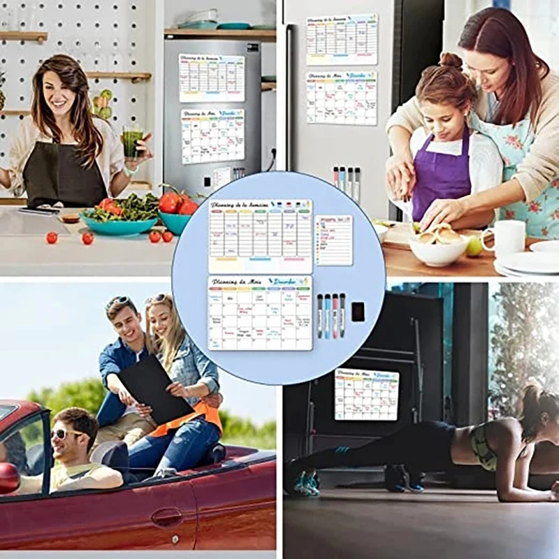 2023 New Magnetic Monthly Weekly Planner Calendar Table Dry Erase Whiteboard Blackboard Fridge Sticker Message Board Menu
