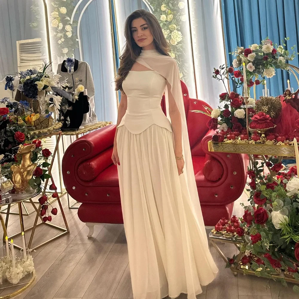 Tamanhos personalizados disponíveis simples chiffon plissado drapeado a linha sem alças vestidos longos sob medida vestidos de ocasião de alta qualidade retro