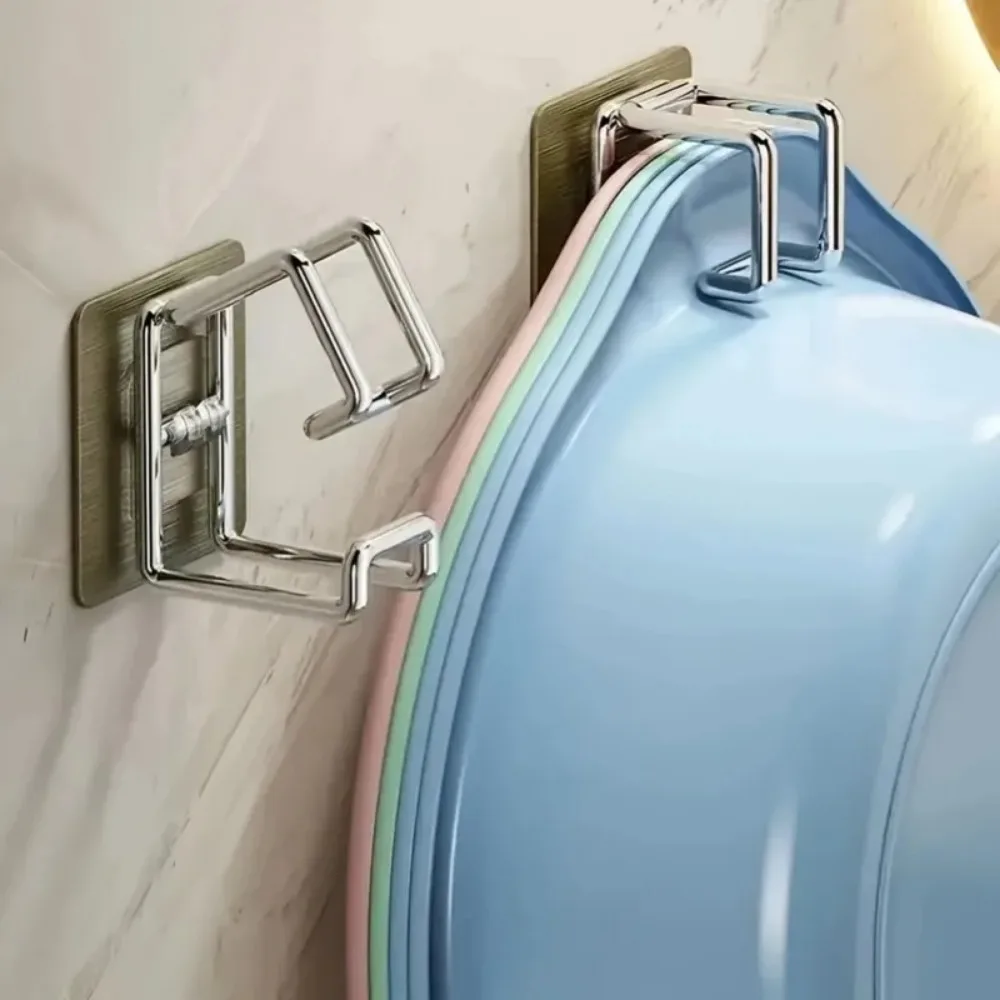 Gancho de lavabo de acero inoxidable, estante multifunción sin perforaciones para cocina y baño, estante de almacenamiento para lavabo, soporte para colgar toallas, 2 uds.