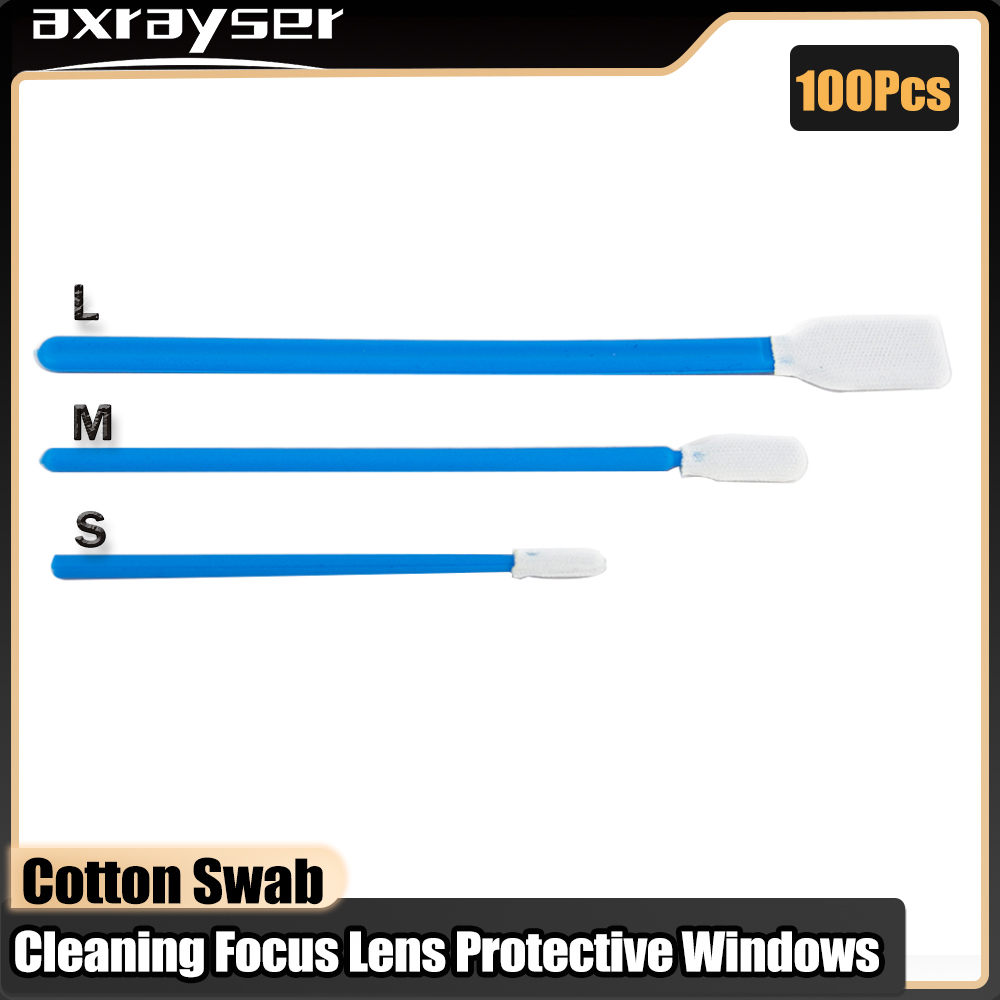 100 шт., промышленные ватные палочки, нетканые, антистатические, от пыли для оптоволоконных лазерных фокусирующих линз и защитных инструментов для чистки окон
