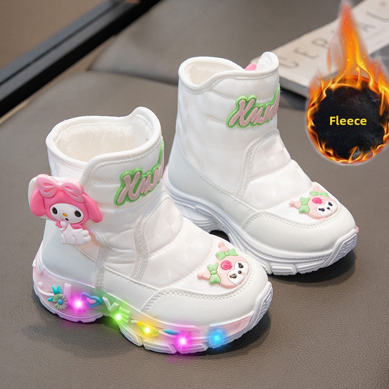 Sanrio crianças botas de neve meninas botas de princesa bonito melodia antiderrapante engrossar sapatos de algodão do bebê botas de desenho animado macio