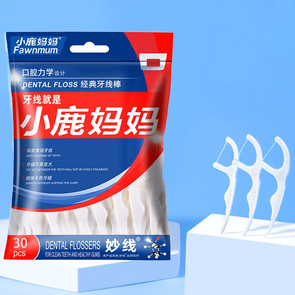 Fawnmum 30PCS Classico Flosser Dentale A Duplice Uso Stuzzicadenti Ultralfini Portatile E Usa E Getta Filo Interdentale Stick Per L'igiene Orale