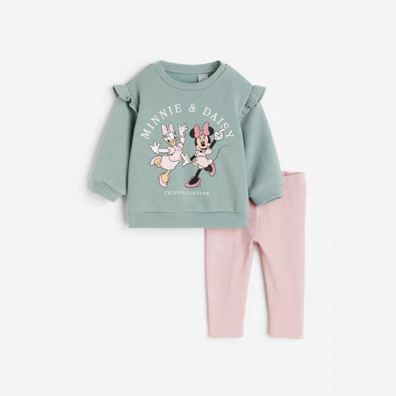 Dziewczęce ubrania wiosenne i jesienne Minnie pełna bluza z nadrukiem + spodnie 2 szt. Casual Sports nowe dziecięce kreskówki modne garnitury z długim rękawem