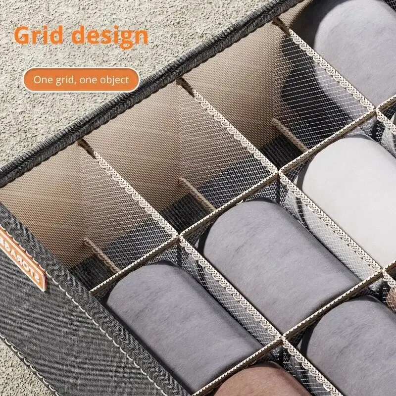 6-20 cell Underwear Storage Box Dark Grey Socks Bra organizer Drawer Division Multifunctional Household Wardrobe Classification