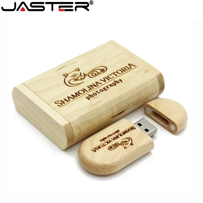 JASTER Ổ USB Flash 128GB Thẻ Nhớ 2.0 GỖ Logo Tự Do Cá Nhân Tùy Chỉnh Pendrive 4GB 8GB 16GB 32GB 64GB Quà Cưới