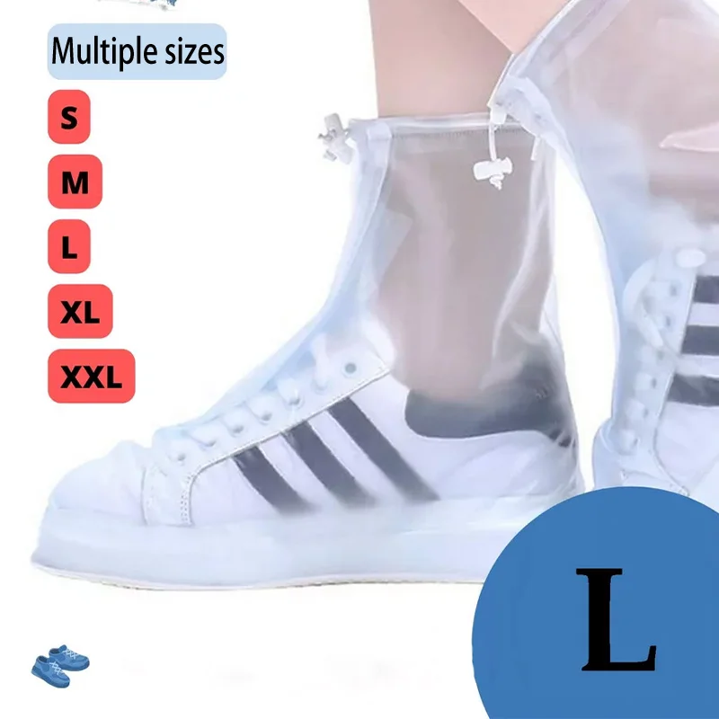 1 par de capas para sapatos impermeáveis antiderrapantes, sola de silicone PVC, reutilizáveis, para chuva e neve. Vários tamanhos, unissex, branco