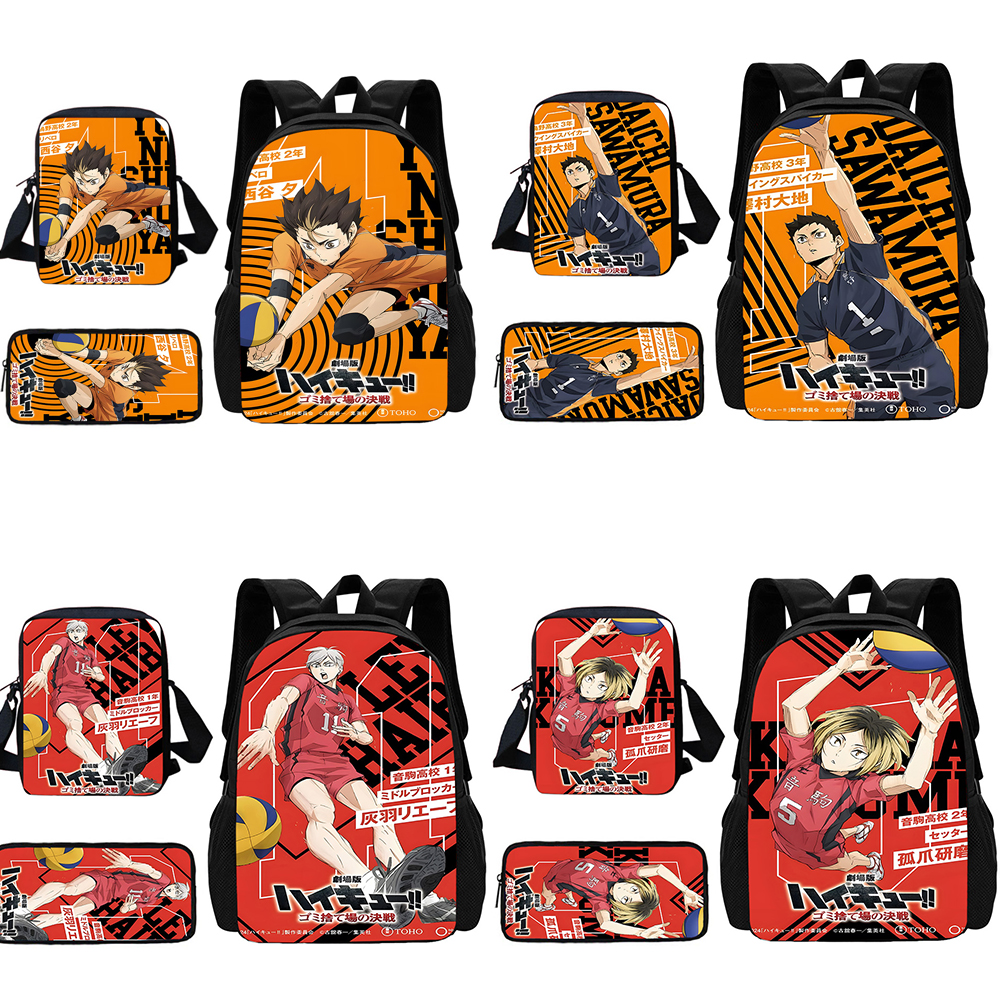 3 stücke Set Anime Boy Volleyball Haikyuu Kind Schul rucksack mit Umhängetasche Bleistift Taschen Schult aschen für Jungen Mädchen bestes Geschenk