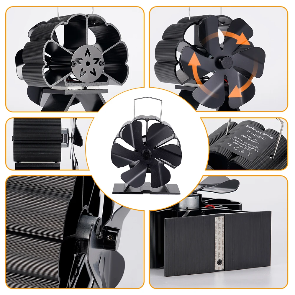 6 Lưỡi Dao Nhiệt Dùng Bếp Quạt Mini Lò Sưởi Quạt Không Dùng Pin Hay Điện Yêu Cầu Đăng Nhập Gỗ Đốt Eco Êm quạt Hiệu Quả