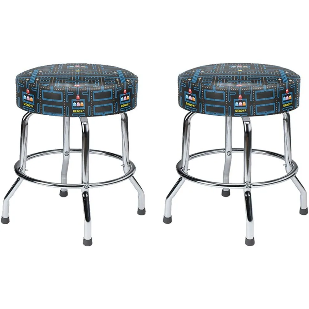 19" Pac Man Arcade Game Cocktail Table Swivel Bar Stools - Set of Two