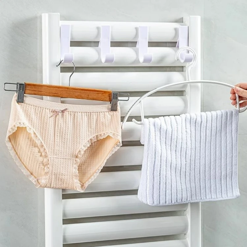 Badkamer Douche Handdoekhouder Hanger Verwarmde Radiator Rail Haken Clips Magazijnstellingen Kleding Sjaal Hanger Haken
