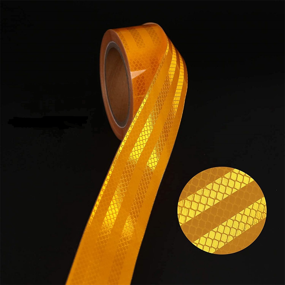 2.5cm/5cm/10cm*5M PET Reflective Tape Yellow Waterproof Diamond Grade Reflectors Stickers Adhesive Safety Warning Strips For Car